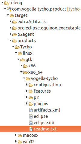 Built product with readme.txt in root folder