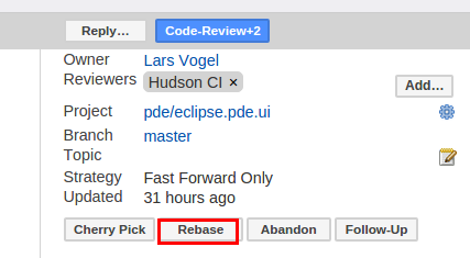 Rebase button in Gerrit