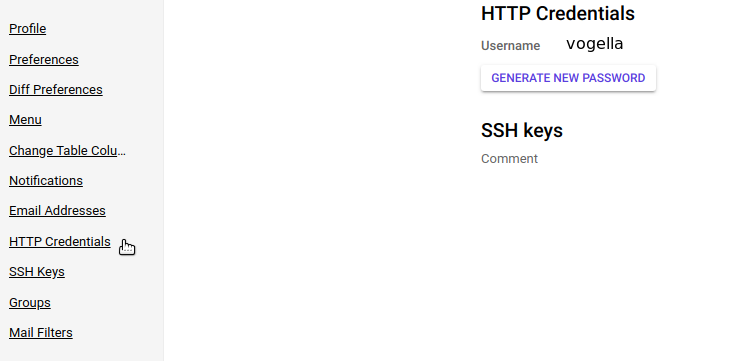 HTTP user setup