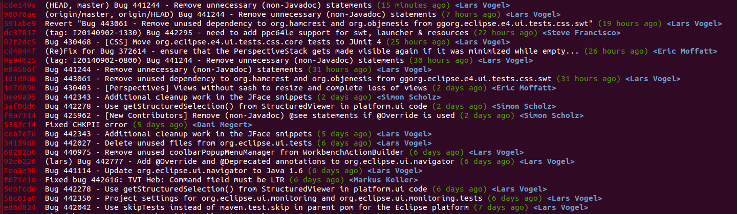 Git log pretty output