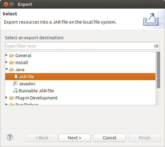 Create JAR file with the Eclipse export wizard