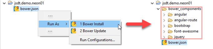 bower install results