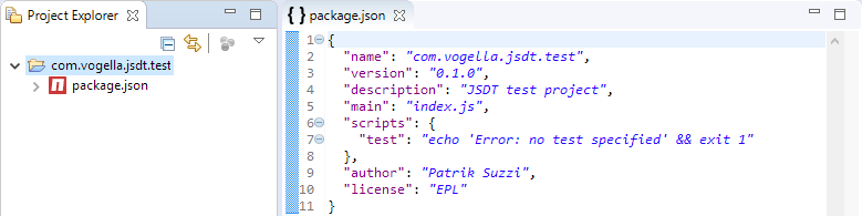 generated package json