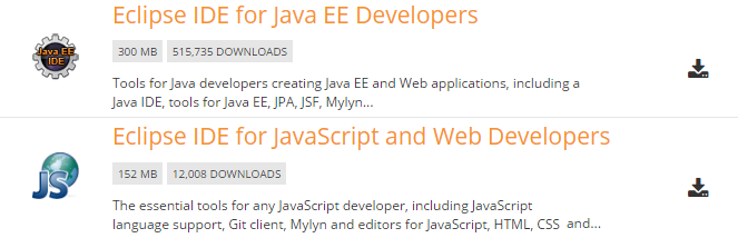 get eclipse ide for jee or javascript developers