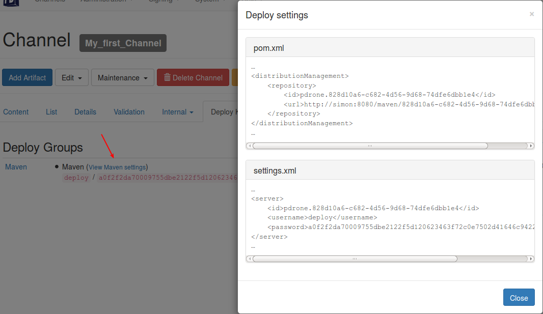 channel maven settings