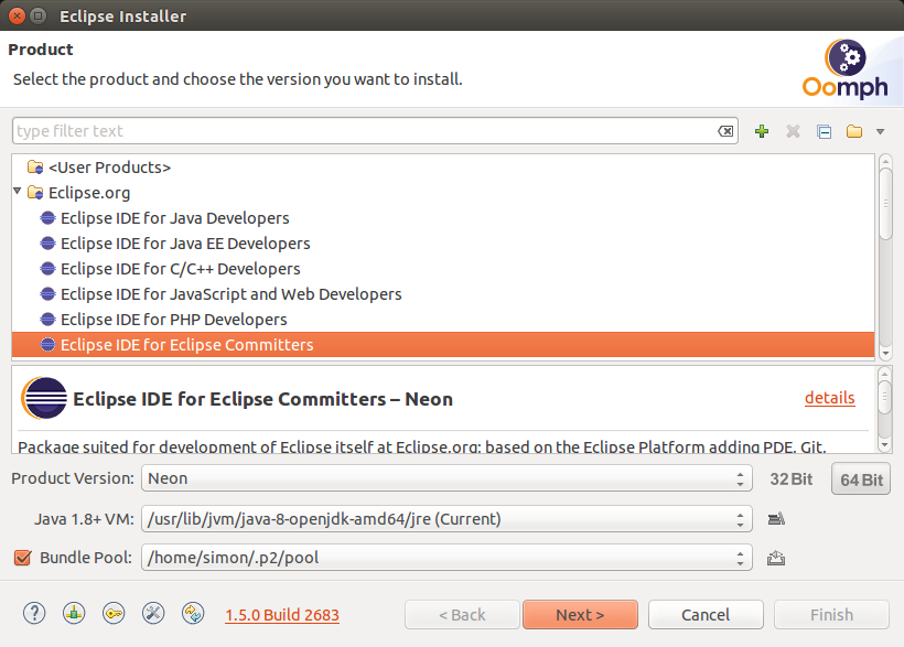 oomph installer eclipse comitter