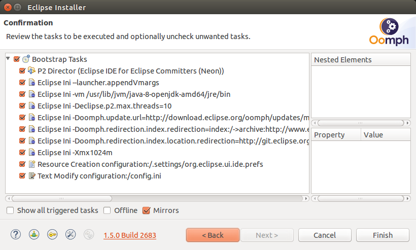 oomph installer profile settings