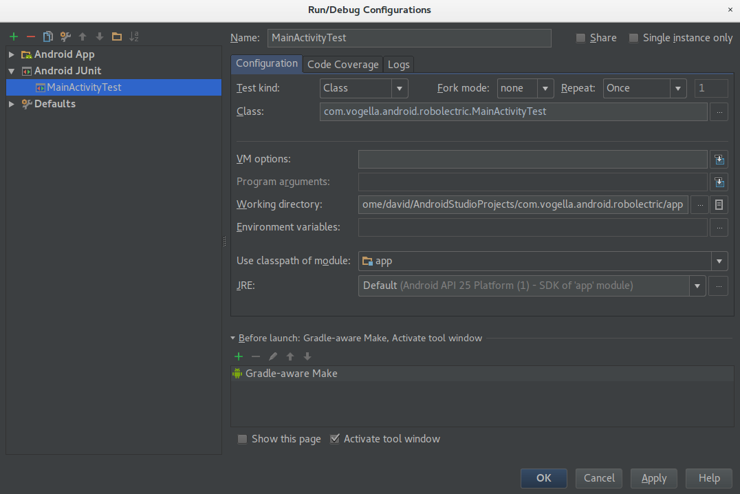 Using Robolectric for Android unit testing on the JVM - Tutorial