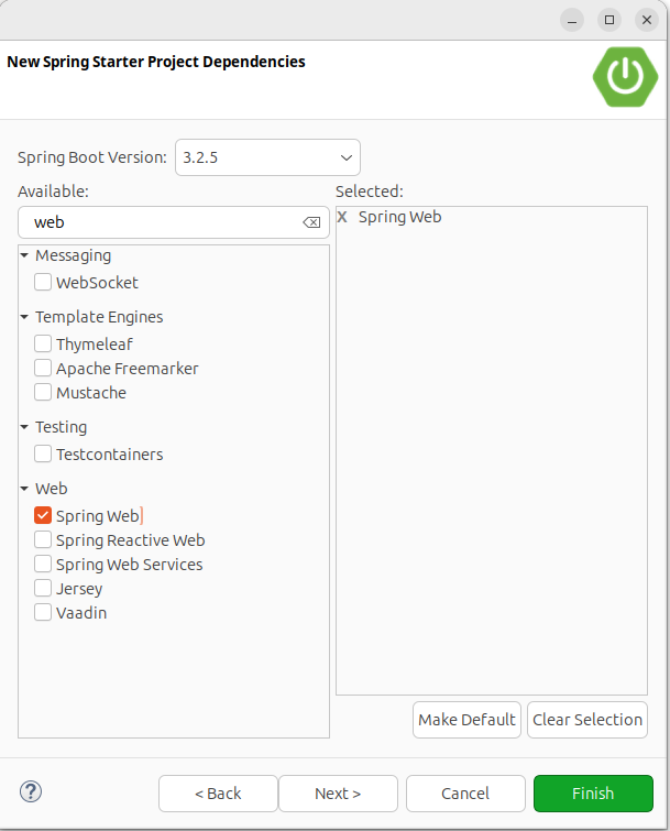 Spring Boot Project wizard page 2